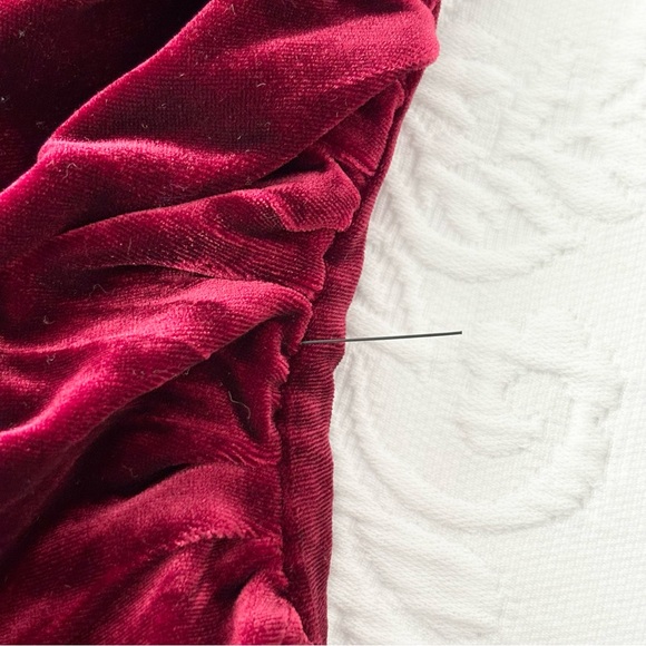 NWOT Lulus Glamorous Celebrations Wine Red Velvet Strapless Tulip Dress XLarge - Picture 6 of 9